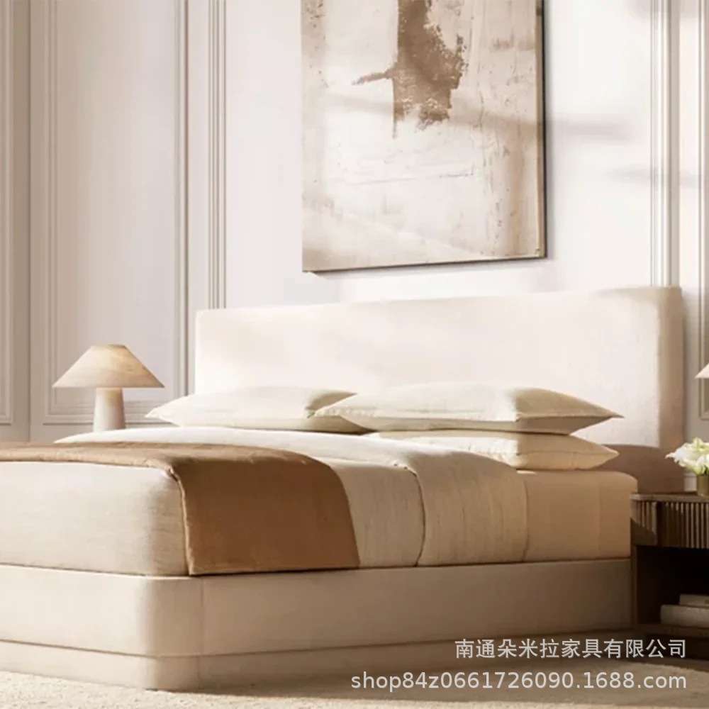 RH美式卧室布艺双人大床现代婚床家具工厂直销