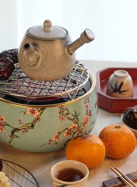 木舟茶事烧烤网片圆形梵山堂炭炉酒精炉莺歌烧电陶炉烧烤铁架加粗