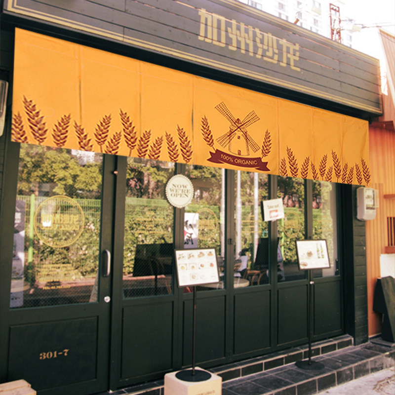 奶茶快餐店吧台门头门帘定制厨房布艺隔断日式半帘饭店餐厅布帘子