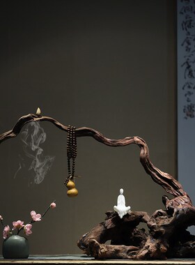 新中式禅意风化木根艺根雕木艺术侘寂风客厅茶室玄关酒店装饰摆件