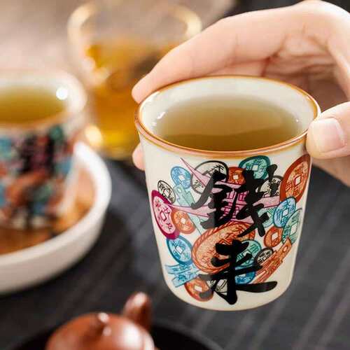 汝窑钱来茶杯主人杯品茗杯创意个人专用可乐杯高档家用喝茶杯