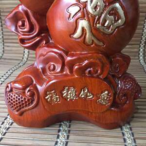 花梨木雕刻福禄如意葫芦摆件木头根雕创意家居客厅电视柜装饰品