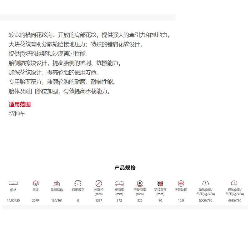 双钱DOUBLE COIN 轮胎14.00R20-20层级 RLB960花纹特种车汽车轮胎