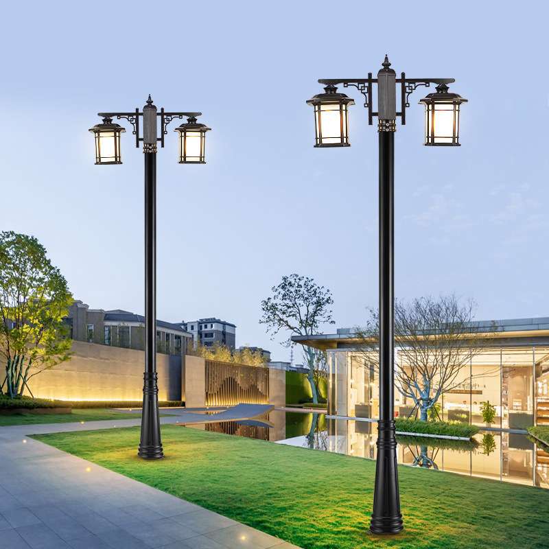 路灯led太阳能超亮庭院3米新农村中式家用220v花园别墅高杆防水灯