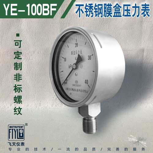 无锡飞天仪表FTYLB厂家直销YE100BF径向不锈钢膜盒压力表耐高温