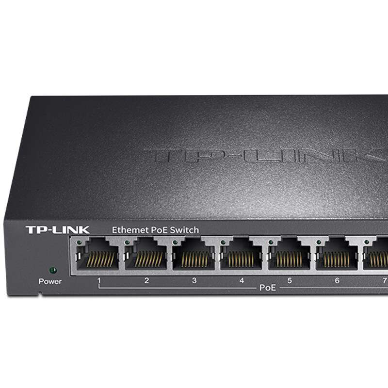 TP-LINK 9口标准POE交换机 48V监控无线AP8口供电电源TL-SF1009P