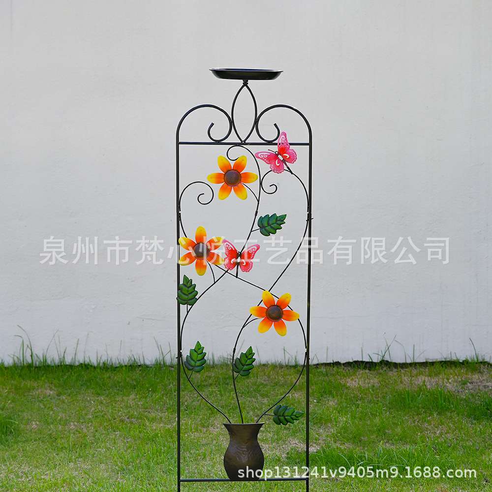 跨境植物攀爬架地插田园月季花卉蔬菜铁艺花园地插庭院花朵爬藤架