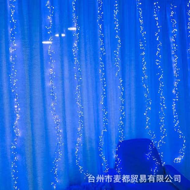 鞭炮窗帘灯铜线灯串2023新款热销圣诞节日led装饰氛围灯铜丝彩灯