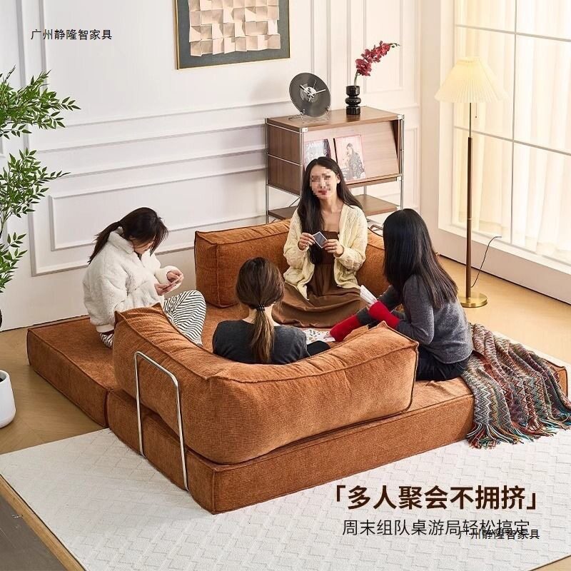 布艺沙发客厅小户型出租屋单双人可躺沙发组装一体两用折叠沙发床