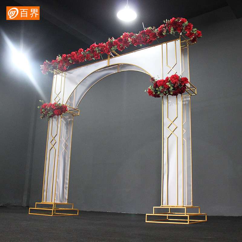 铁艺拱门婚礼专用阳光膜拱形门婚庆道具舞台背景花门摆件大门喜庆
