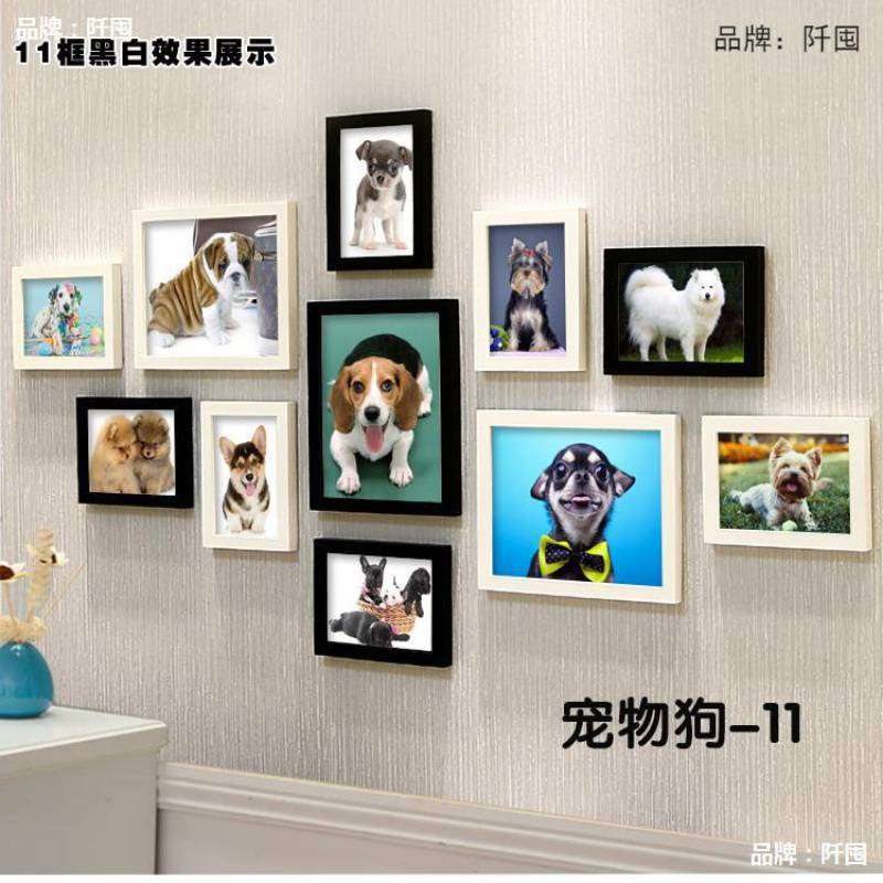 。宠物店装饰画 狗狗挂画 个性小狗照片墙壁画墙画组合相框相框墙