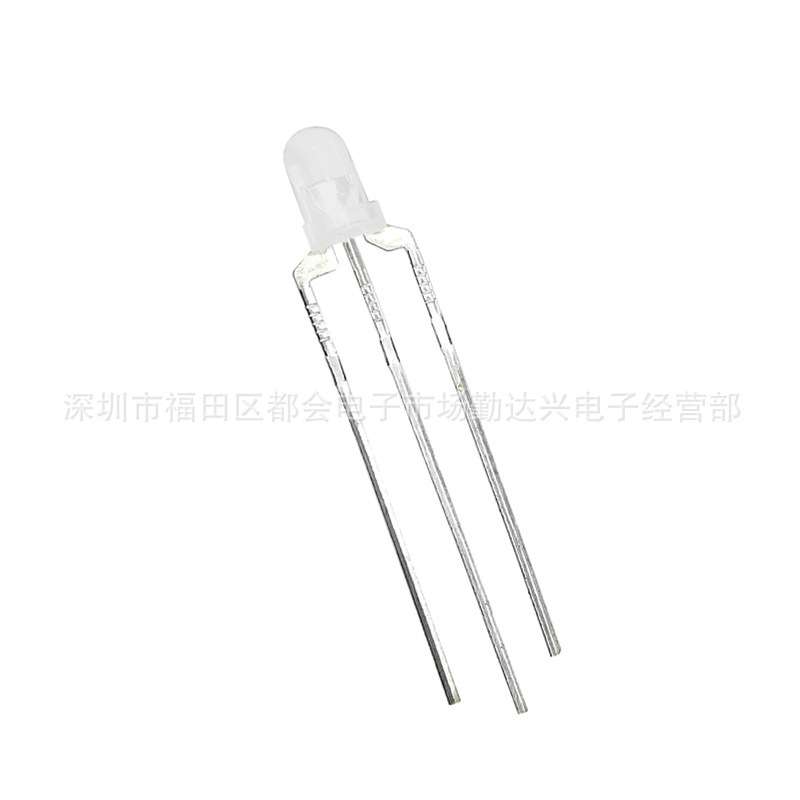 F3红普绿雾状共阴3mm红绿双色指示灯LED灯珠充电器电源指示灯