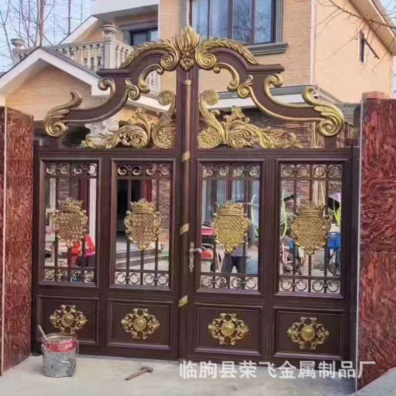 别墅铝艺大门花园小区平开门欧式铝合金农村庭院厂供防盗全铝
