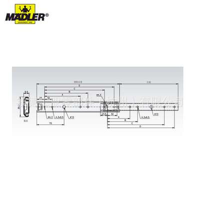Maedler 滑轨 DS 2028  不锈钢 3-4伸展（宽9.5mm，重至65kg）