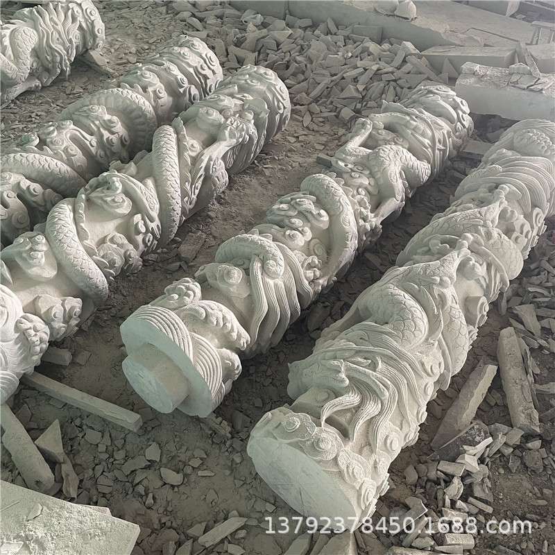 大理石盘龙柱石龙柱价格 广场龙柱双龙柱 文化柱