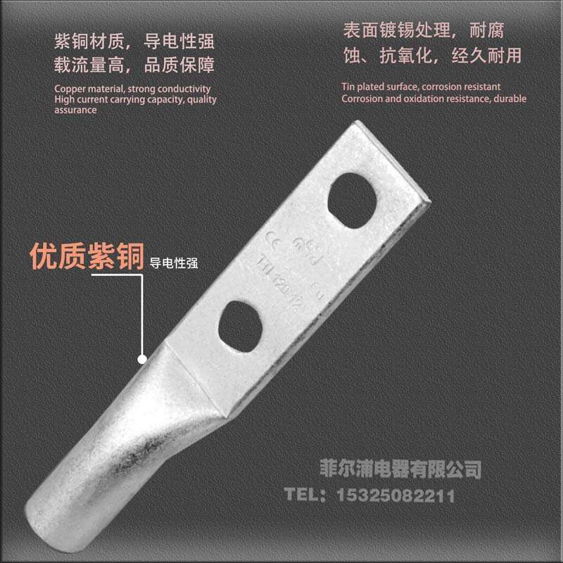 FTL双孔方头铜电缆接线端子铜鼻子50-1000MM平方紫铜大电流接线鼻