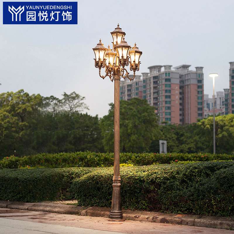 高杆路灯花园别墅小区欧式复古led灯室外防水景观庭院户外道路灯