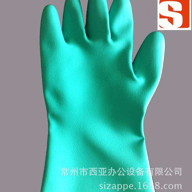 长款80CM绿色丁腈防化手套 耐酸碱防护手套干箱专用手套