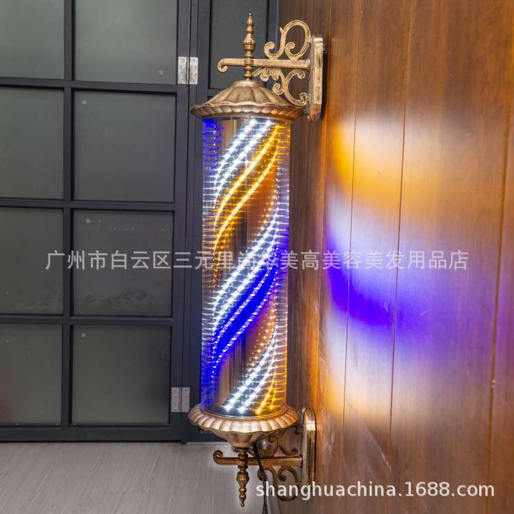 美发转灯 新款LED发廊标志灯理发店户外防水挂壁超亮炫彩铝材灯箱