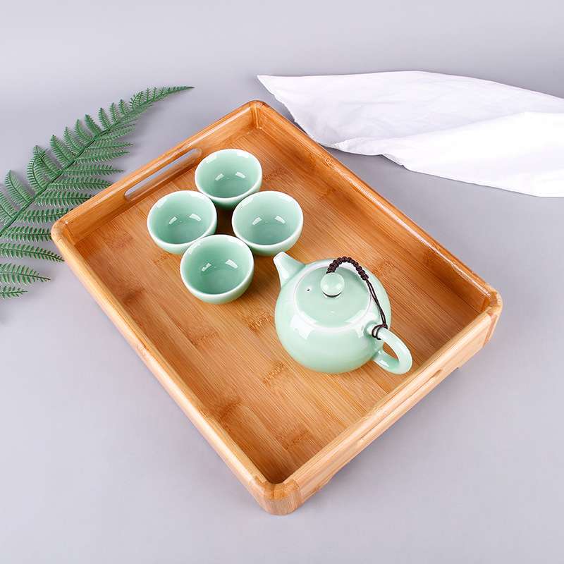 产地货源加厚圆角托盘茶具茶盘家用酒店手提式全竹餐盘水果盘