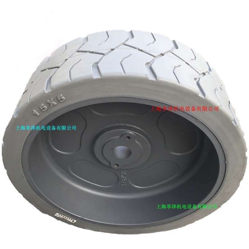 电动高空作业平台车驱动轮主动轮胎15X5 升高机橡胶前轮轱辘子