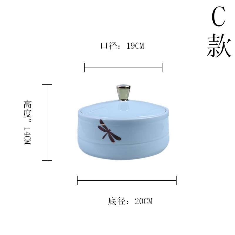新中式创意陶瓷盖罐摆件售楼处样板房客厅玄关茶室陶瓷花瓶软装