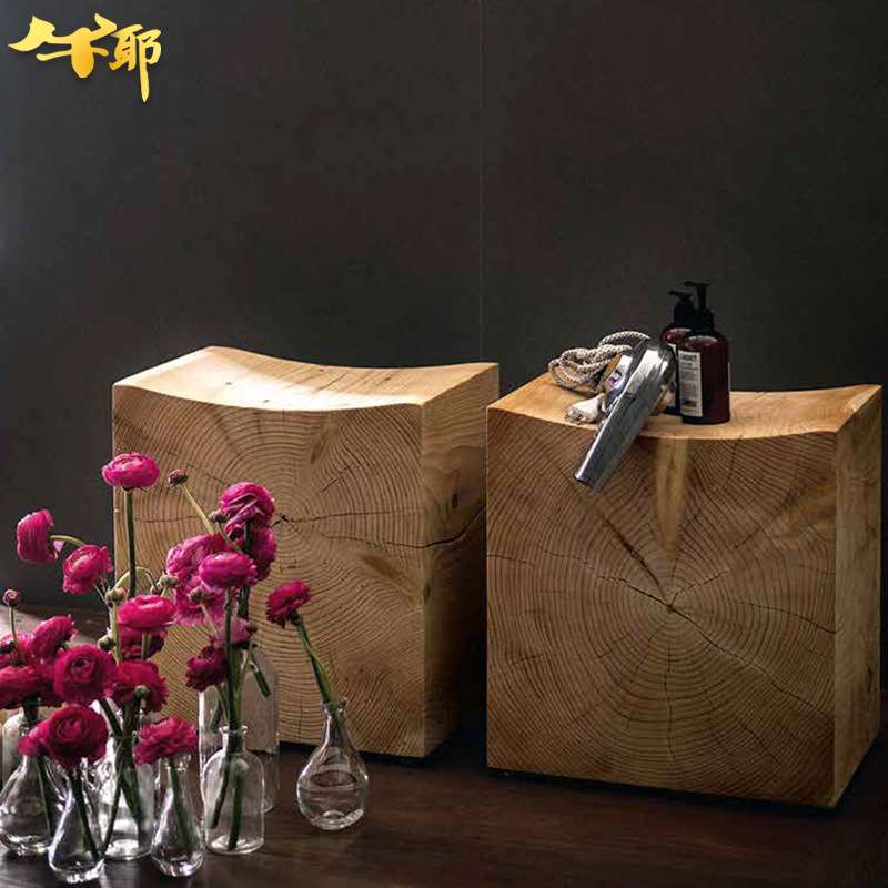 北欧个性创意实木椅墩客厅奶茶咖啡厅椅子木头矮墩休闲餐椅合集