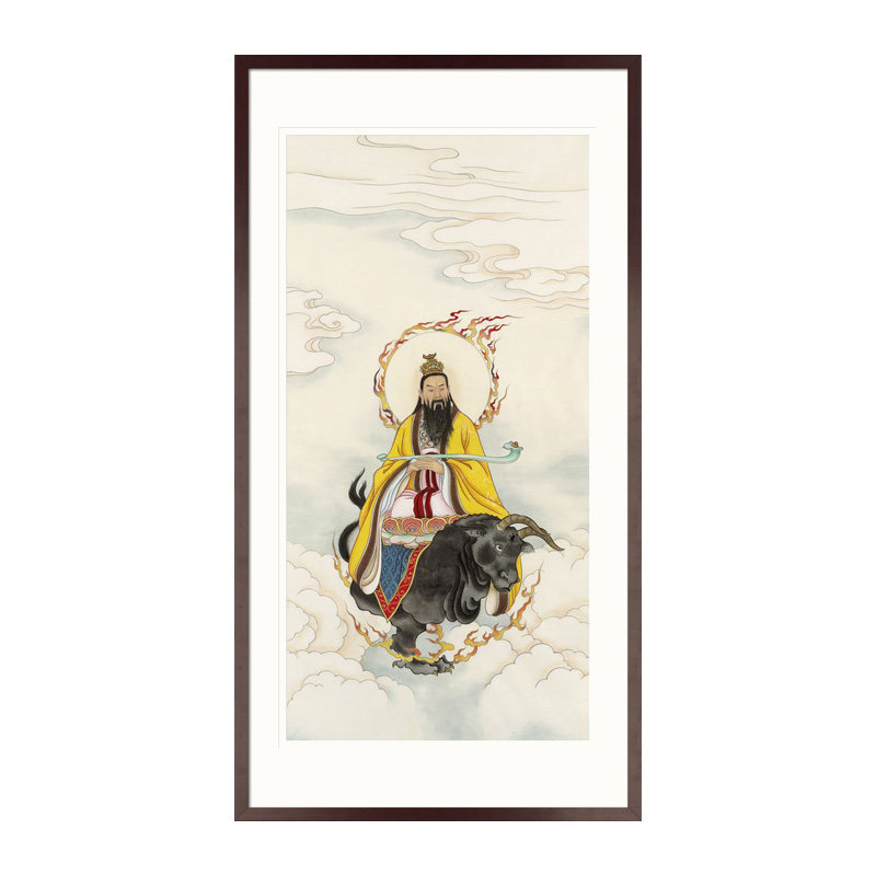 工笔神仙人物国画通天教主大罗金仙画像玄关书房中式卷轴装饰挂画