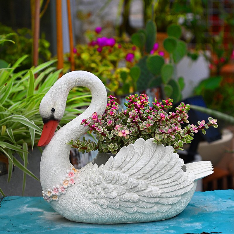 佳鲤推荐天鹅花盆创意个性阳台装饰花园庭院顶楼户外摆件罗马柱