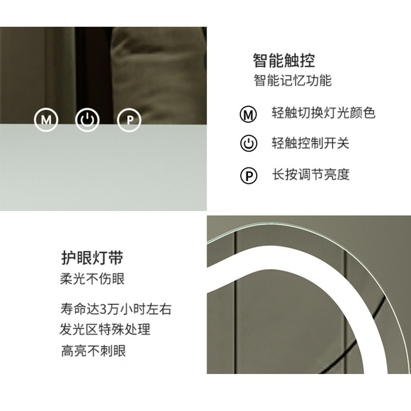 心形镜子化妆镜带灯台式桌面家用led梳妆镜充电网红美妆智能卧室
