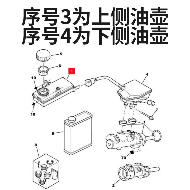 适配东风标致307 308 408雪铁龙凯旋世嘉刹车油壶总泵油壶制动壶