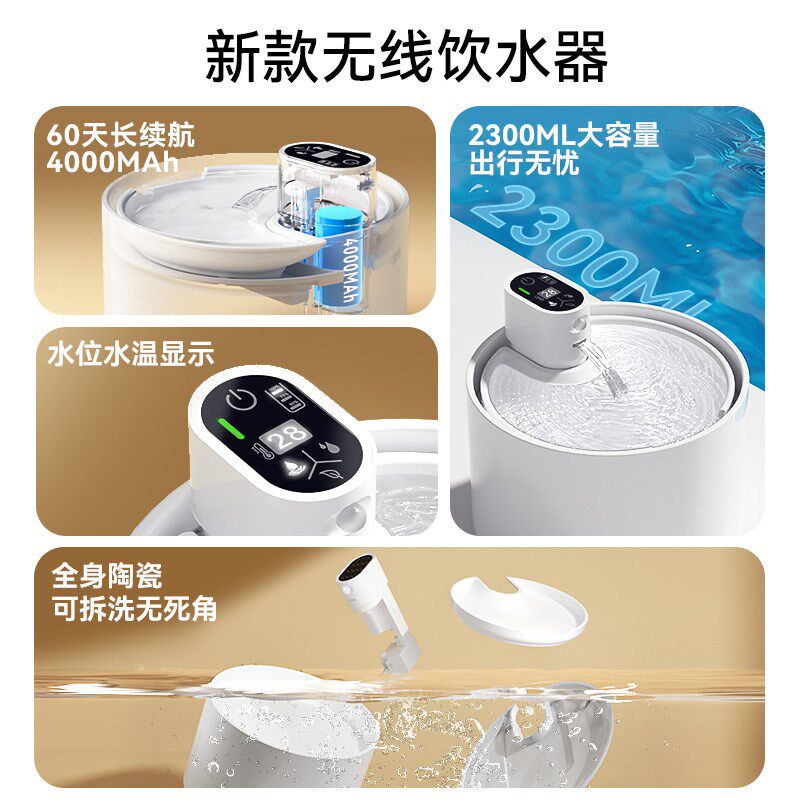 猫咪饮水机宠物自动饮水器不插电陶瓷流动活水循环小猫狗狗喂水机