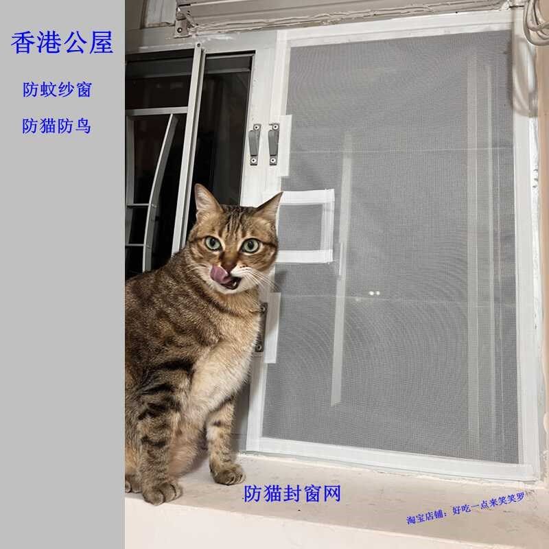 港式纱窗防蚊网自贴封窗防猫网香港公屋封窗网养猫神器防宠物跳窗