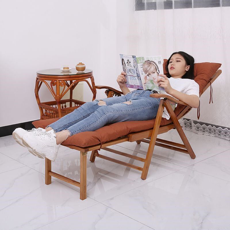 躺椅折叠椅子老人靠背椅家用午睡椅实木加宽加厚阳台摇摇椅送坐垫