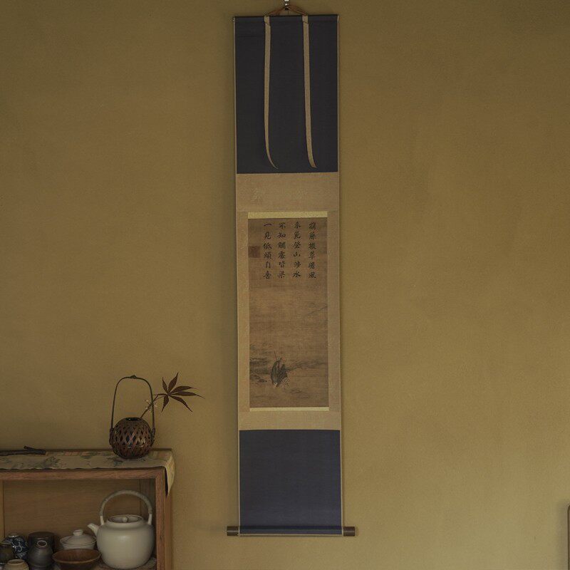 是名一鹿 日式茶挂禅意国画卷轴茶室民宿侘寂空间卷轴装饰画