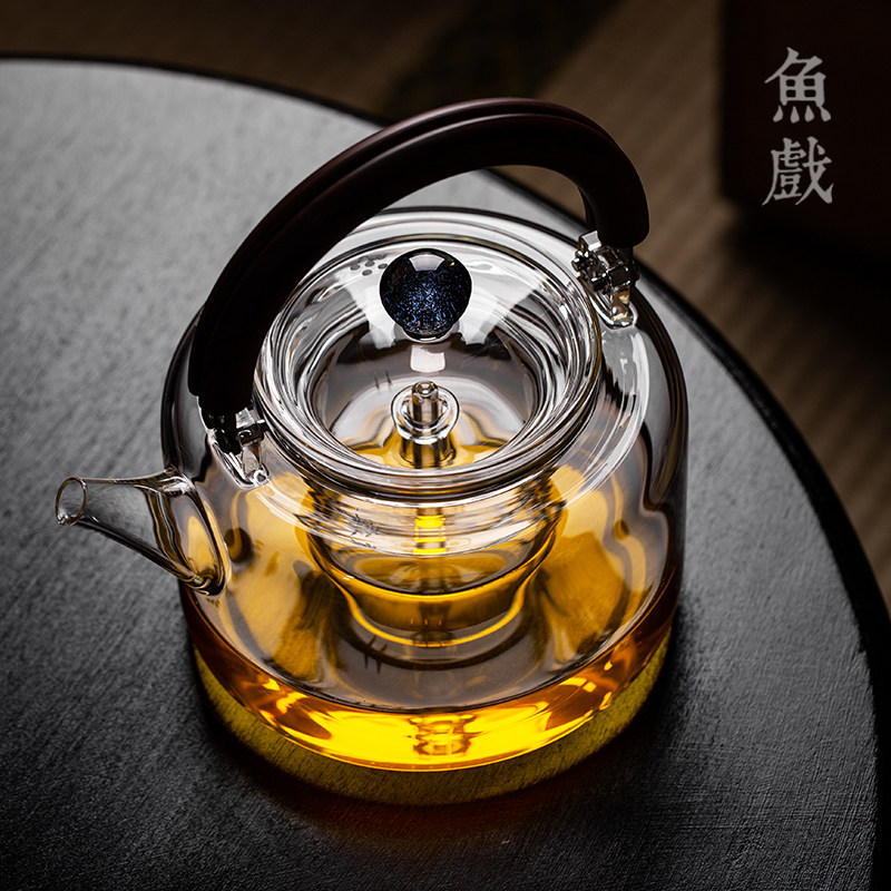 鱼戏耐高温玻璃煮茶壶 星空提梁壶日式手工设计电陶炉煮水器