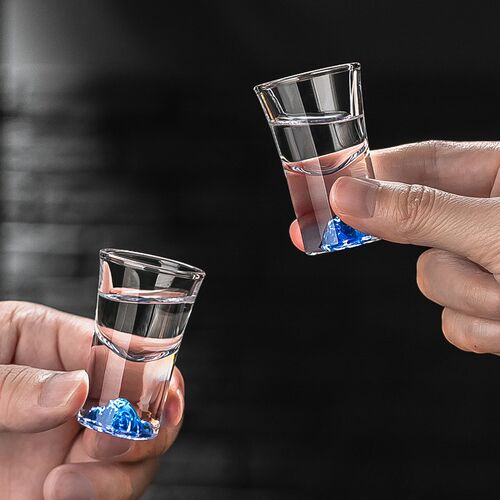 蓝山白酒杯套装家用水晶玻璃小一口杯酒盅轻奢中式高端分酒器酒具