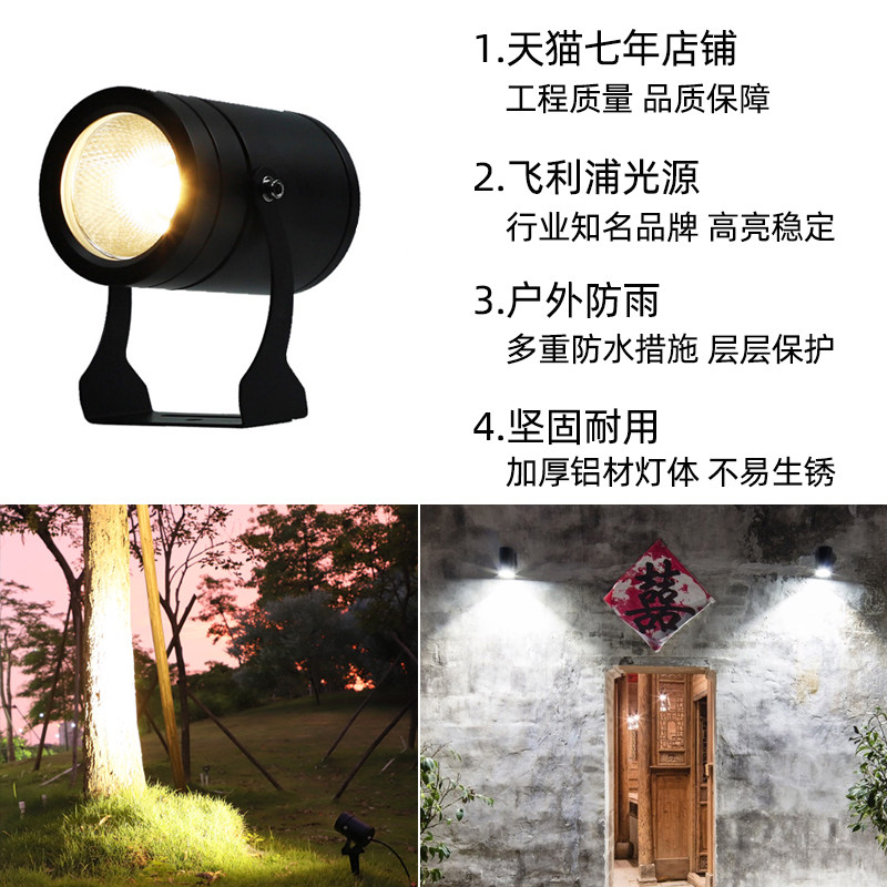 射灯户外防水LED投光灯室外照明招牌门头灯插地射树灯景观照树灯 - 实物图