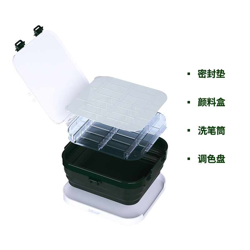 秀普便携式超大水桶保湿调色盒三合一洗笔桶洗笔筒调色盘水彩水粉