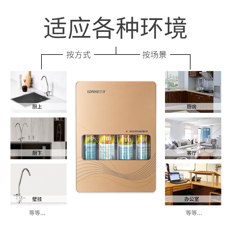 龙巍超滤净水器台式农村水过滤器滤水器自来水家用小型净水机600g