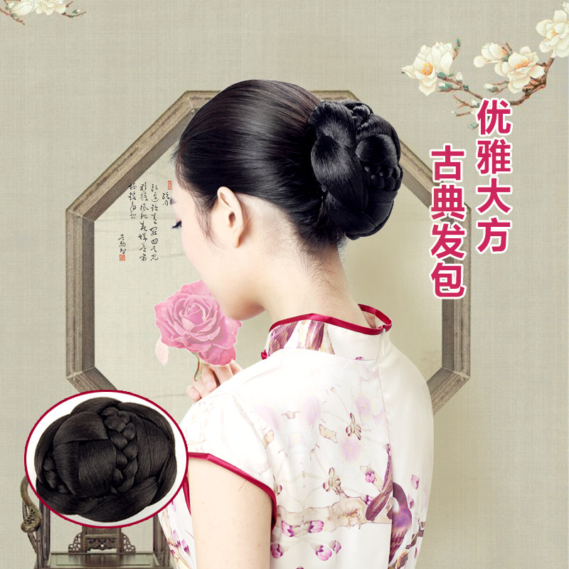娇滴滴 假发发髻 复古女盘头发假发包 编织花苞头丸子头发圈古装