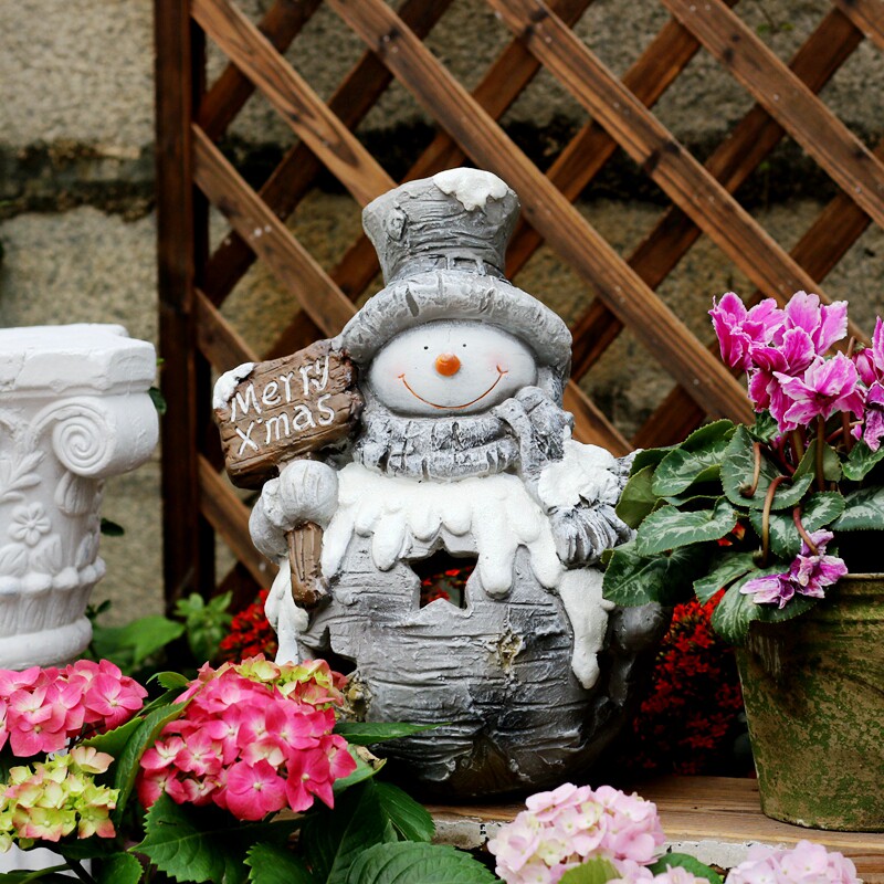 雪人麋鹿花园阳台幼儿园花园摆件多肉花架园艺杂货圣诞节装饰品