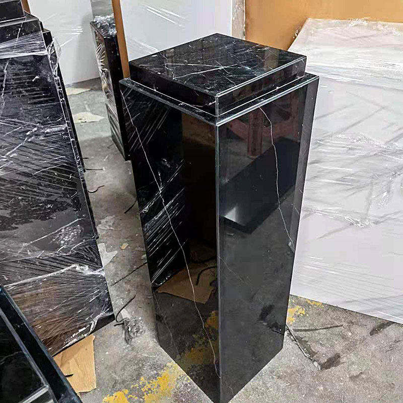 双层天然黑白根大理石底座艺术品展示台工艺品摆件柱客厅雕塑立柱