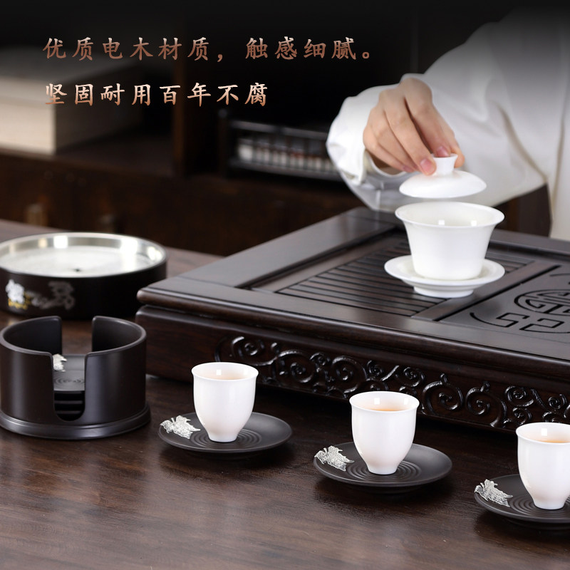 功夫茶杯垫套装电木日式垫隔热垫镶锡荷叶茶道配件家用茶壶茶托垫