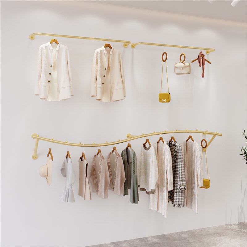 简约女装店展示架上墙悬挂式挂衣架墙上壁挂网红服装店展示架陈列