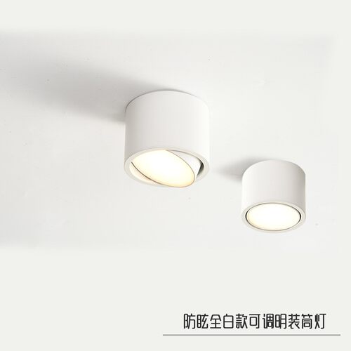 led明装圆形可调角散光筒灯家用过道走廊阳台吸顶灯免开孔无主灯