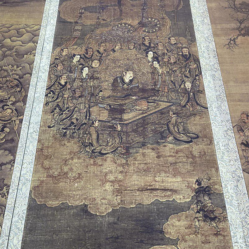 传吴道子 三官图轴 唐代道天官地官水官工笔人物道释画参考素材