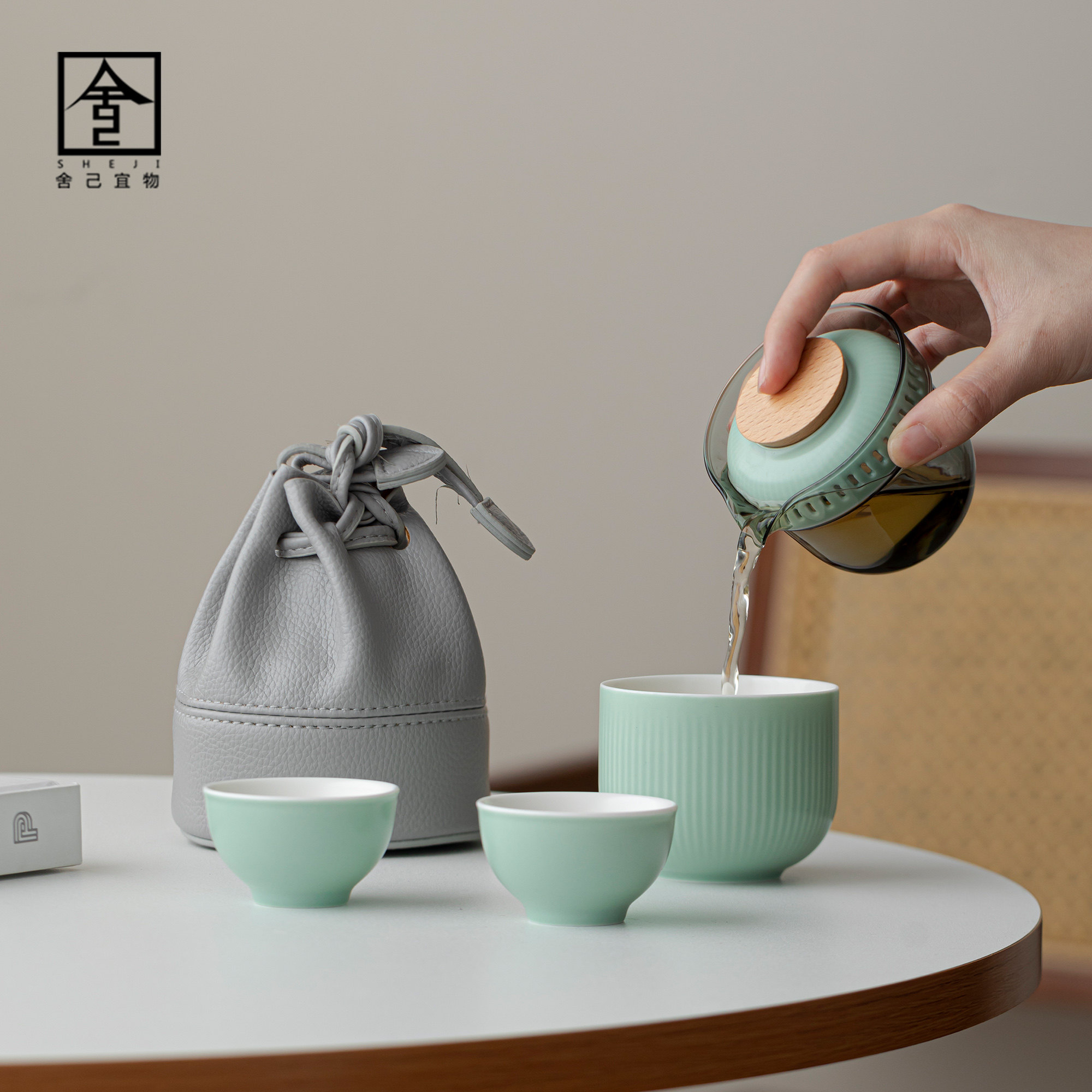 半糖快客杯一壶三杯随身泡茶壶便携式收纳旅行茶具套装户外