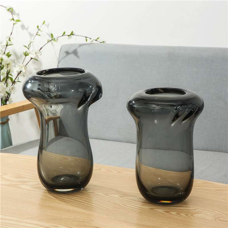 创意透明玻璃花瓶 家居样板房果盘工艺品现代简约客厅套装摆件
