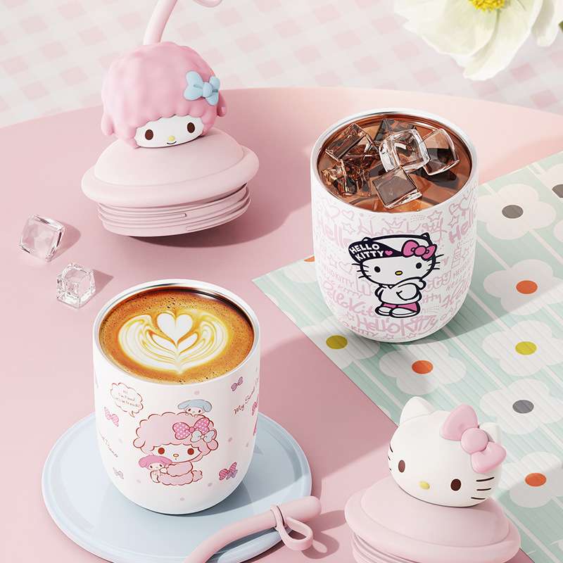 三丽鸥奶茶保温杯女生可爱kt吸管杯美式创意咖啡杯情侣办公杯子